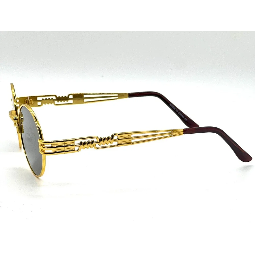 Gold Round Sunglasses‎ Vintage Style Men's Fashion Designer Rapper Cholo Migos